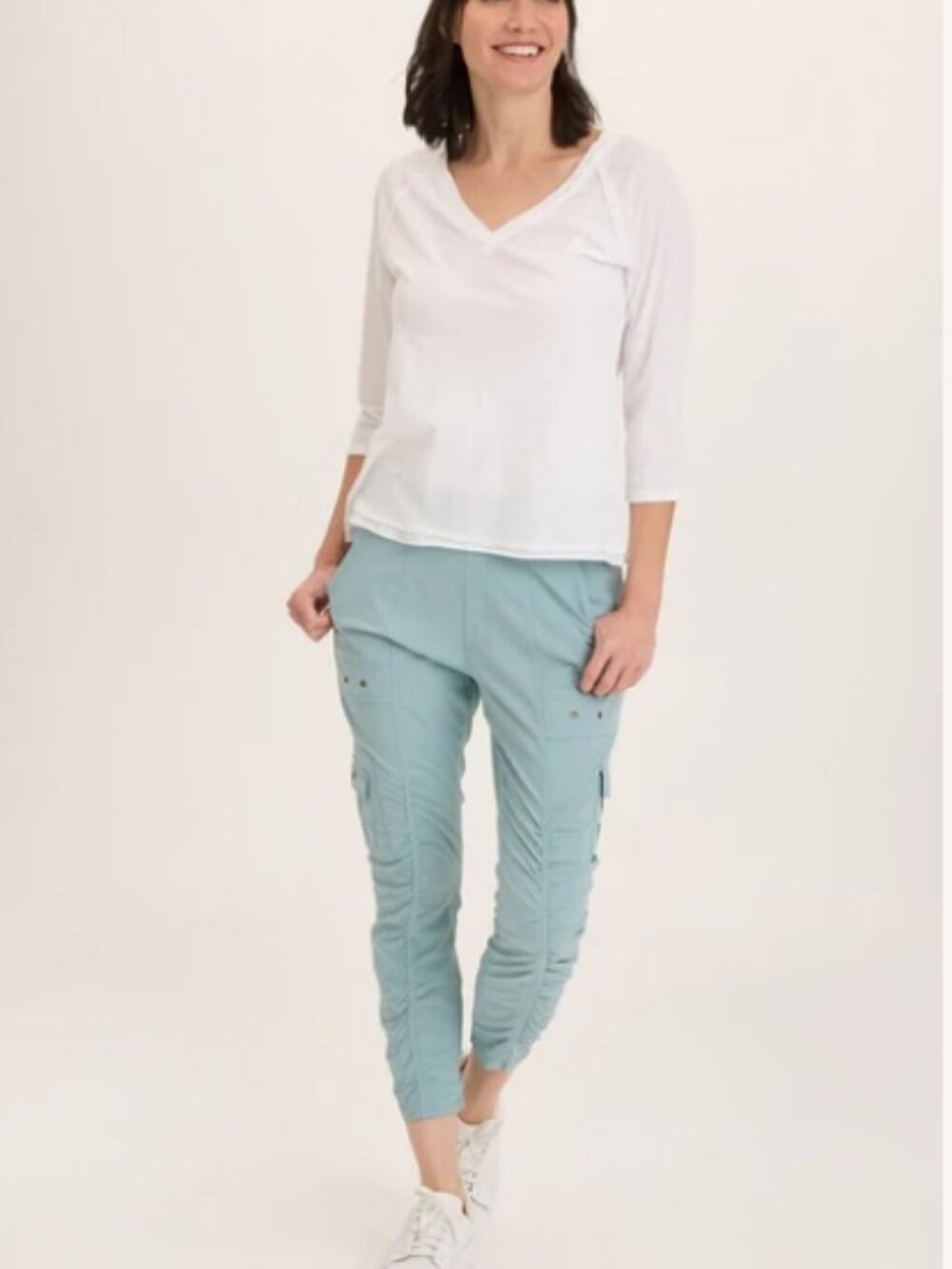 Like New! WEARABLES Tilton Stretch Poplin Ruched Skinny Pant Ocean Front M